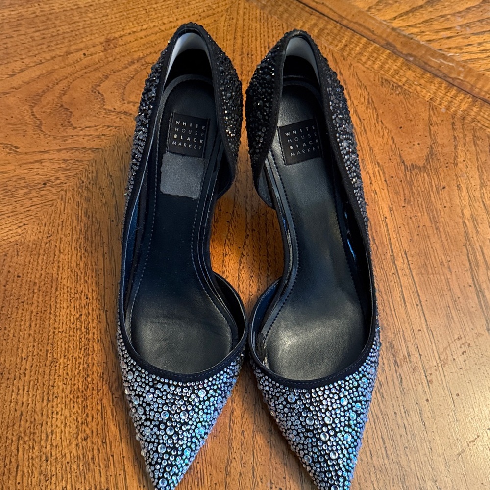 White House Black Market Sz.8.5 Ombré Jeweled  Pointed Toe 3.5” Heels